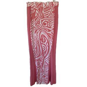 Missing Polynesia Hawaiian Aloha Tribal Print Strapless Maxi bodycon Dress M/L